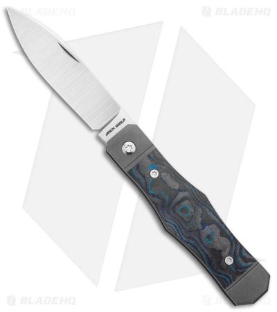 Jack Wolf Knives Vampire Jack Slip Joint Knife CamoCarbon Pacific Blue(3" Satin)