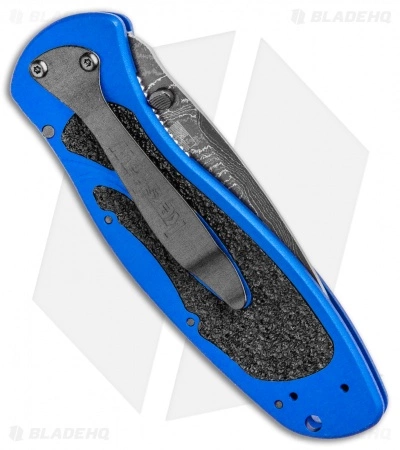 Kershaw Blur Assisted Opening Knife Blue Aluminum (3.375" Damascus) 1670NBDAM - Image 3