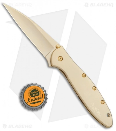 Kershaw Leek Assisted Opening Knife 24K Gold Plated (3" Gold) 1660G - Image 4