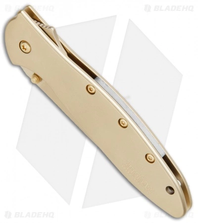 Kershaw Leek Assisted Opening Knife 24K Gold Plated (3" Gold) 1660G - Image 2