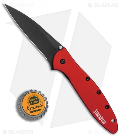 Kershaw Leek Assisted Opening Knife Red (3" Black) 1660RDBLK - Image 4
