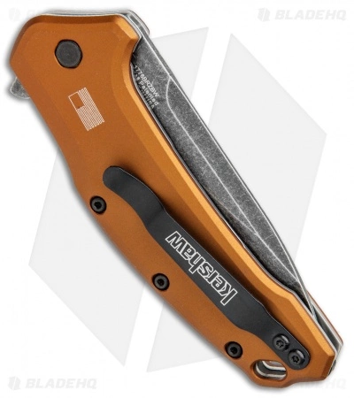 Kershaw Link Drop Point Knife Flat Dark Earth Aluminum (3.25" BlackWash Serr) - Image 3