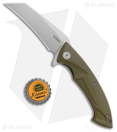 Kubey Anteater Nest Liner Lock Knife Green G-10 (3.5" Satin) - Image 4
