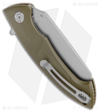 Kubey Anteater Nest Liner Lock Knife Green G-10 (3.5" Satin) - Image 3