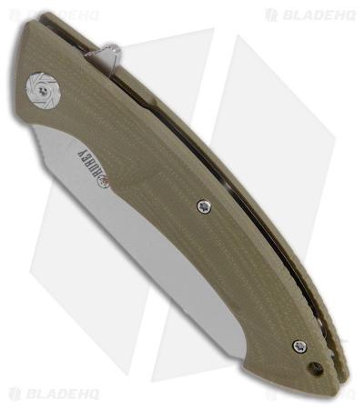 Kubey Anteater Nest Liner Lock Knife Green G-10 (3.5" Satin) - Image 2