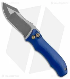 Landau Knives Prototype Saoirse Button Lock Knife Blue Al (3.25" Two Tone)