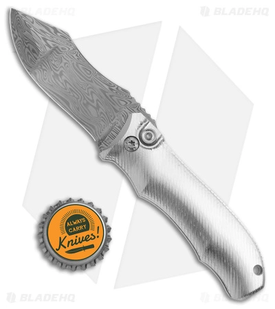 Landau Knives Prototype Saoirse Button Lock Knife Raw Al (3.25" Damasteel) - Image 4