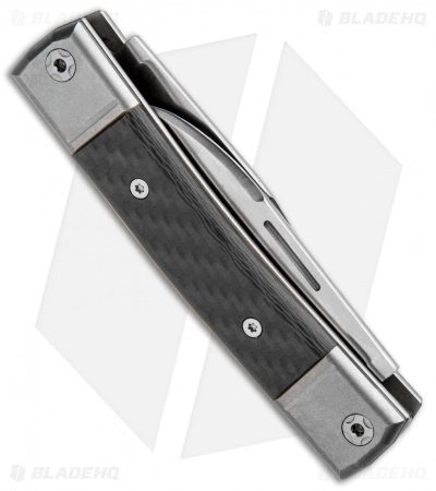 LionSteel BestMan 2-Bladed Traditional Knife Carbon Fiber (2.88" Satin) - Image 3