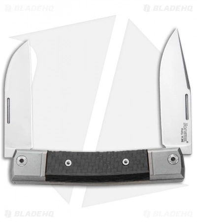 LionSteel BestMan 2-Bladed Traditional Knife Carbon Fiber (2.88" Satin)