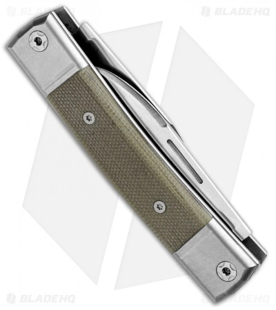 LionSteel BestMan 2-Bladed Traditional Knife Green Micarta (2.88" Satin) BHQ - Image 3