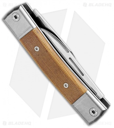 LionSteel BestMan 2-Bladed Traditional Knife Natural Micarta (2.88" Satin) - Image 3