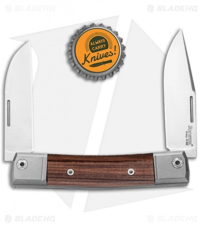LionSteel BestMan 2-Bladed Traditional Knife Santos Wood (2.88" Satin) - Image 4