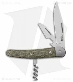 LionSteel Jack Slip Joint Knife Three Function Green Micarta (3" Satin M390)