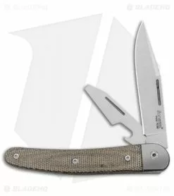 LionSteel Jack Slip Joint Knife Two Function Green Micarta (3" Satin M390)