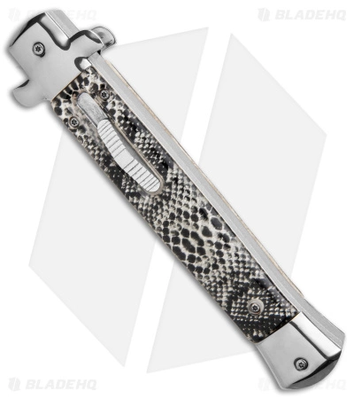 Mago 11" Italian Stiletto OTF Automatic Knife Sidewinder (4.8" Satin) W/o Clip - Image 2