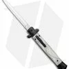 Mago White Marble Italian Stiletto OTF Auto Dagger (4.75" Satin)