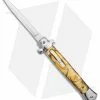 Mago 11" Stiletto OTF Automatic Knife Yellow Acrylic (4.8" Satin) Dagger W/o Clip