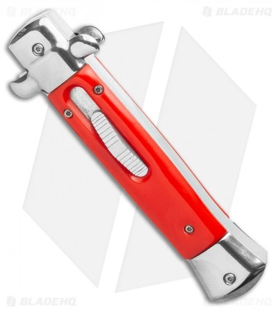 Mago 9" Italian Stiletto OTF Automatic Knife Red/Silver Bayonet (4.9" Satin) - Image 2