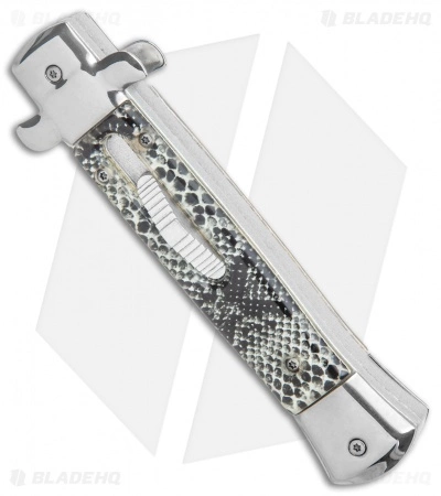 Mago 9" Italian Stiletto OTF Automatic Knife Cottonmouth (3.8" Satin) - Image 2