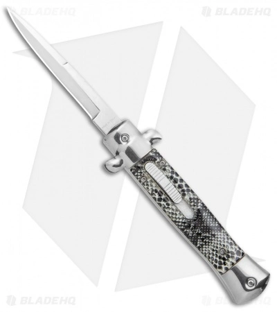 Mago 9" Italian Stiletto OTF Automatic Knife Cottonmouth (3.8" Satin)