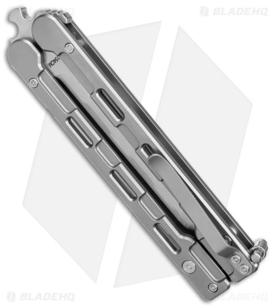 Mantis Knives Mantis Flux Tanto Balisong Butterfly Knife Bead Blasted Titanium (4.5" Satin) - Image 3