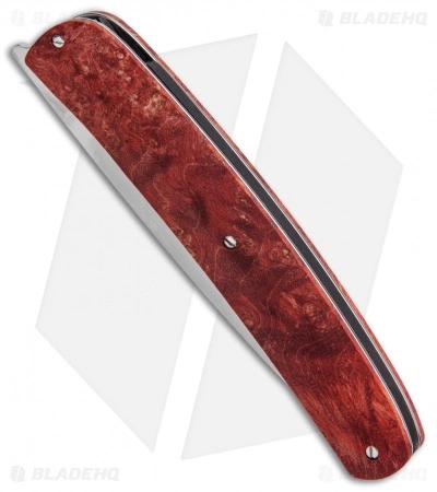 Maserin Gourmet Liner Lock Knife Red Burl Wood (3.8" Satin) - Image 2