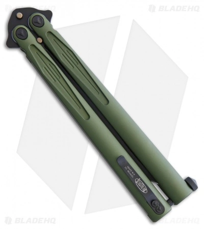 Microtech Tachyon III Balisong Butterfly OD Green (4.5" Black) 173-1DLCOD - Image 2