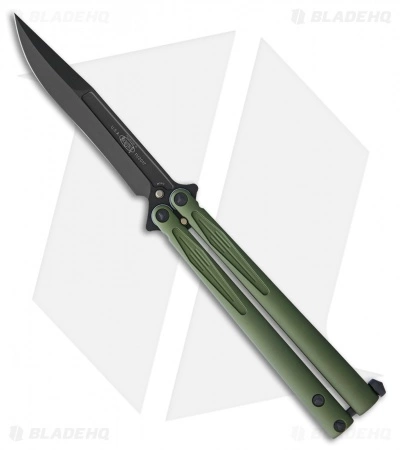 Microtech Tachyon III Balisong Butterfly OD Green (4.5" Black) 173-1DLCOD