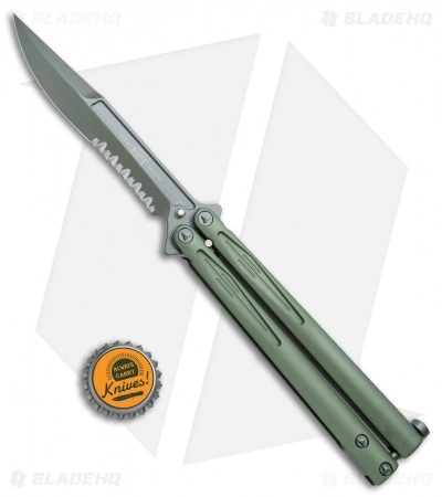 Microtech Tachyon III Balisong Butterfly OD Green (4.5" OD Green Serr) 173-2GR - Image 4
