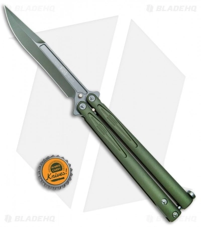Microtech Tachyon III Balisong Butterfly OD Green (4.5" Sharpened Top Swedge OD) - Image 5
