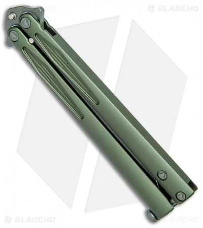 Microtech Tachyon III Balisong Butterfly OD Green (4.5" Sharpened Top Swedge OD) - Image 2