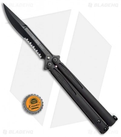 Microtech Tachyon III Balisong Butterfly Knife Tactical (4.5" Black Serr) 173-2T - Image 4