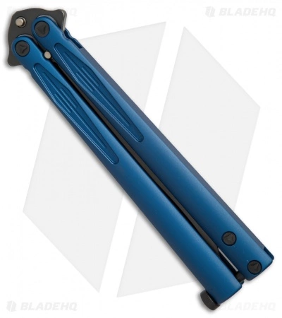 Microtech Tachyon III Balisong Butterfly Knife Blue (4.5" Black) 173-1DLCBL - Image 2