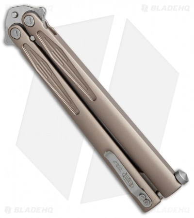 Microtech Tachyon III Balisong Butterfly Knife Tan (4.5" Stonewash) 173-10TA - Image 2