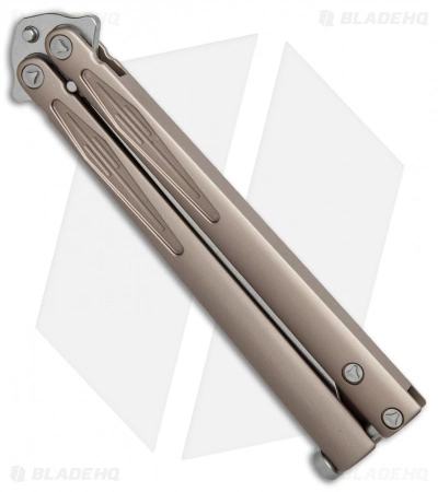 Microtech Tachyon III Balisong Butterfly Knife Tan (4.5" Stonewash) 173-10TA - Image 3