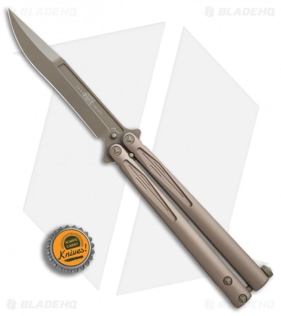 Microtech Tachyon III Balisong Butterfly Knife Tan (4.5" Tan) 173-1TN - Image 4