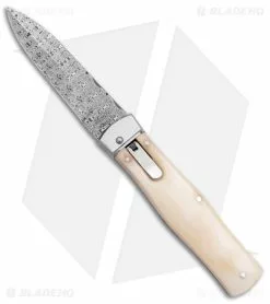 Mikov 241 Predator Lever Lock Automatic Knife White Camel Bone (3.75" Damascus)