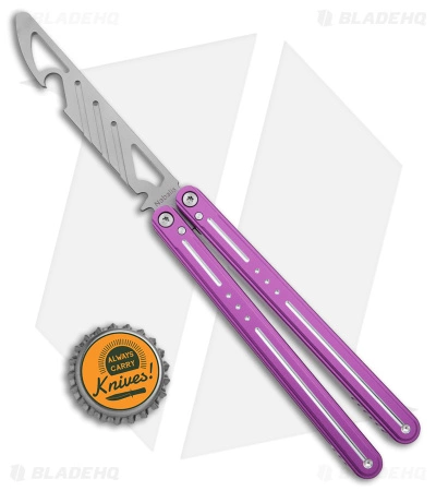 Nabalis The Morse Butterfly Balisong Trainer Purple Aluminum (3.75" Steel) - Image 5