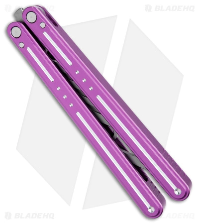 Nabalis The Morse Butterfly Balisong Trainer Purple Aluminum (3.75" Steel) - Image 3