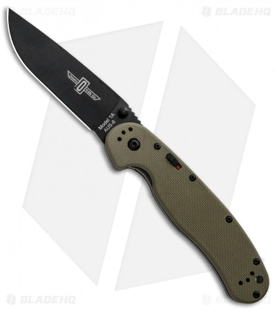 Ontario Knife Company Ontario RAT Model 1A Spring Assisted Knife OD Green G-10 (3.625" Black) 8871OD