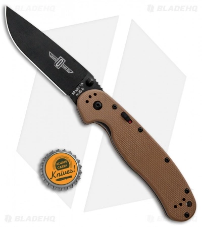 Ontario Knife Company Ontario RAT Model 1A Spring Assisted Knife Tan G-10 (3.625" Black) 8871TN - Image 4