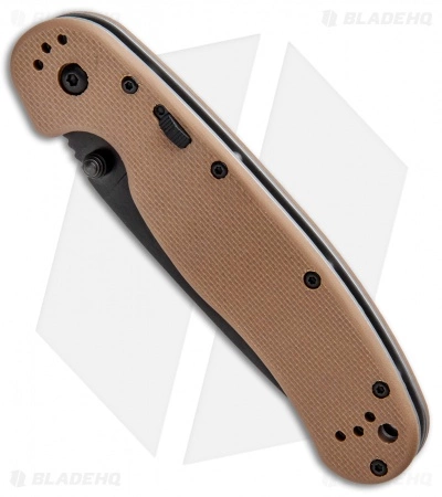 Ontario Knife Company Ontario RAT Model 1A Spring Assisted Knife Tan G-10 (3.625" Black) 8871TN - Image 2
