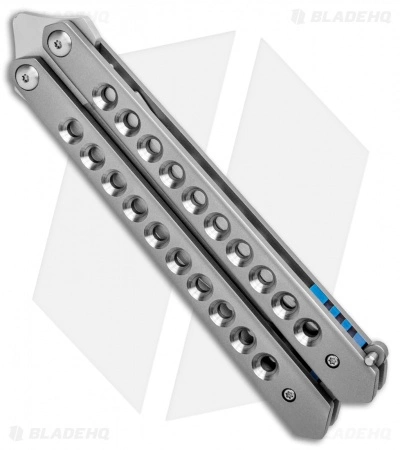 Pena Knives JUO X Pena Balisong Ti W/ Blue Spacers - Image 3