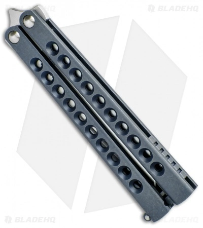 Pena Knives Mid-Tech Penasong Butterfly Knife Blue Titanium (4.5" Satin) - Image 2