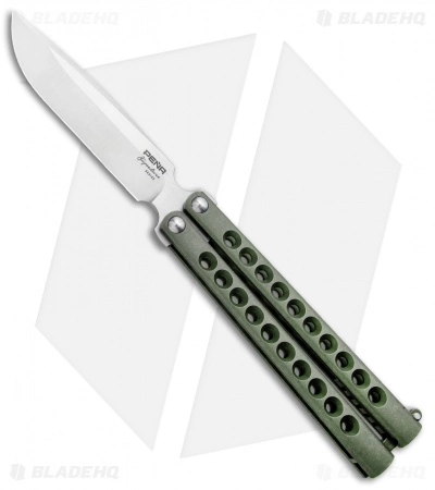Pena Knives Mid-Tech Penasong Butterfly Knife Green Titanium (4.5" Satin)