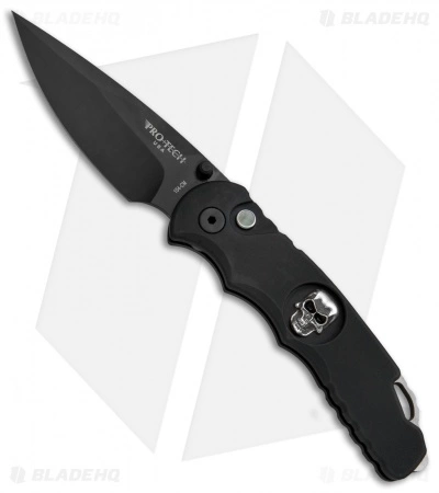 Pro-Tech Lerch TR-5 Skull Custom Spring Assisted Knife Black (3.25" Black) SA.70