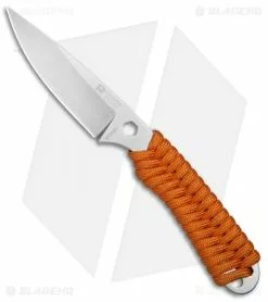 Rainier Knives Fastpak Fixed Blade Knife Orange Paracord (2.8" Stonewash)