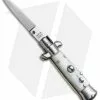 SKM 4.5" Italian Mini Stiletto Automatic Knife White Pearlex (Swedge)