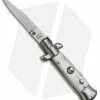 SKM 4.5" Italian Mini Stiletto Clip Point Automatic Knife White Pearlex