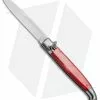 SKM 9.5" Fancy Lever Lock Automatic Knife Red Acrylic (4" Satin Bayo)